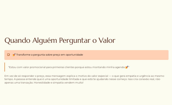 Quando alguém perguntar o valor